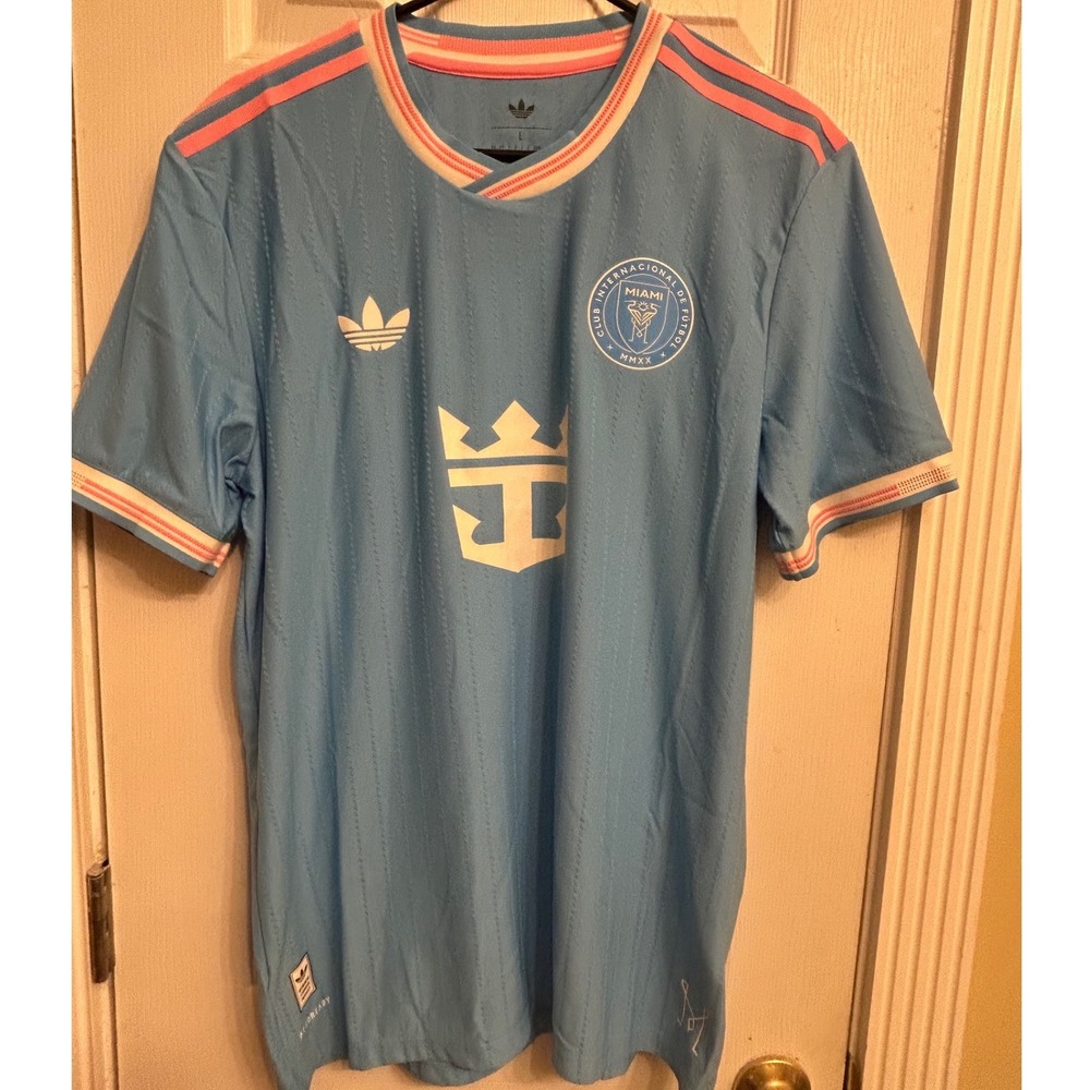 Adidas Inter Miami CF Messi 10 Authentic Third Jersey 2024 Light Blue Mens L